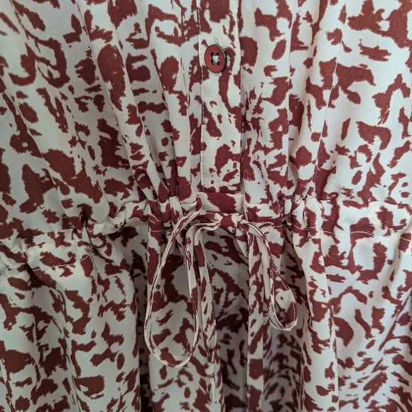 CAbi Sienna Ruffle‎ Trim Dress #5406 Rust Leopard Abstract Print  Small - Picture 9 of 9